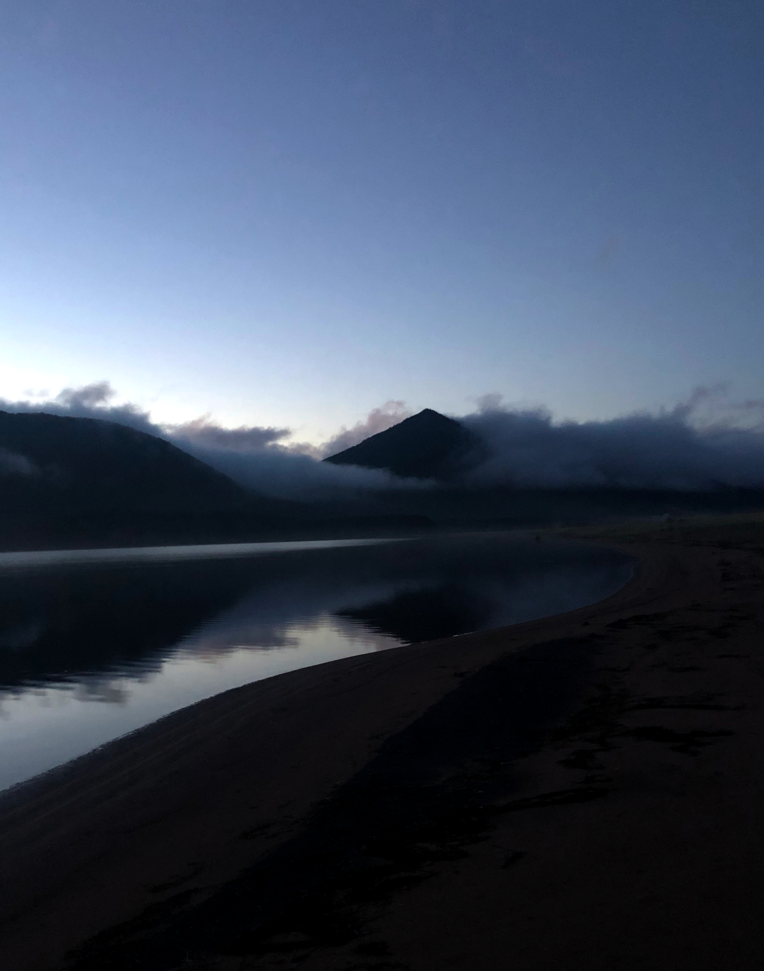 mountains from beach