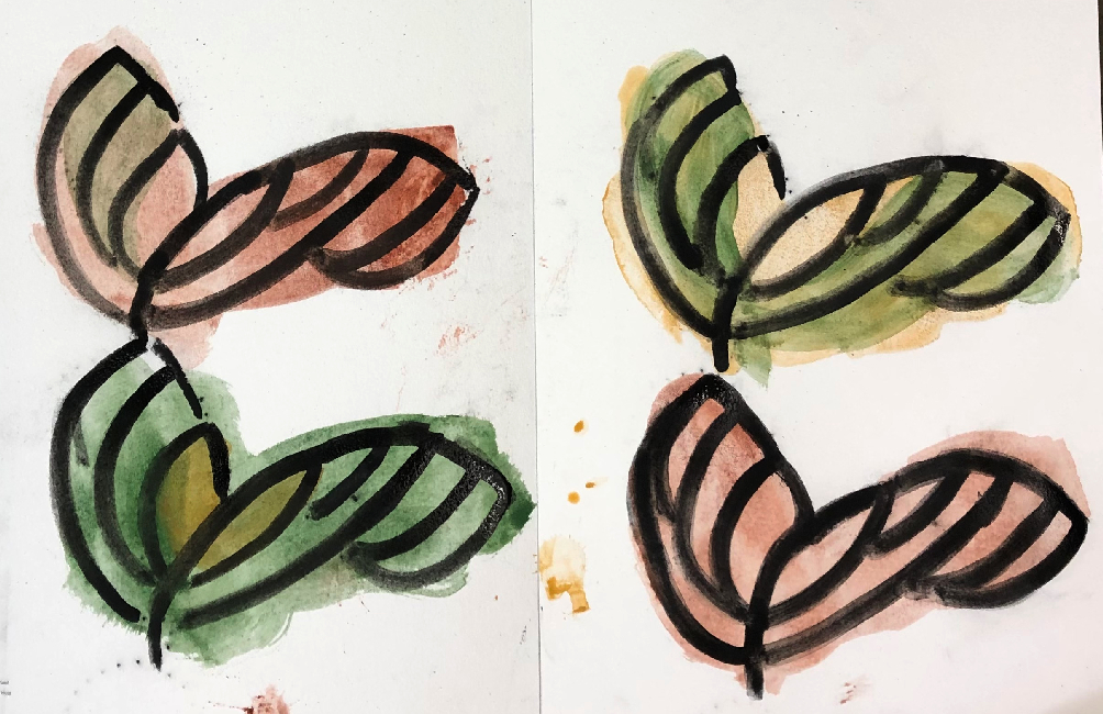 two flowers and two butterflies